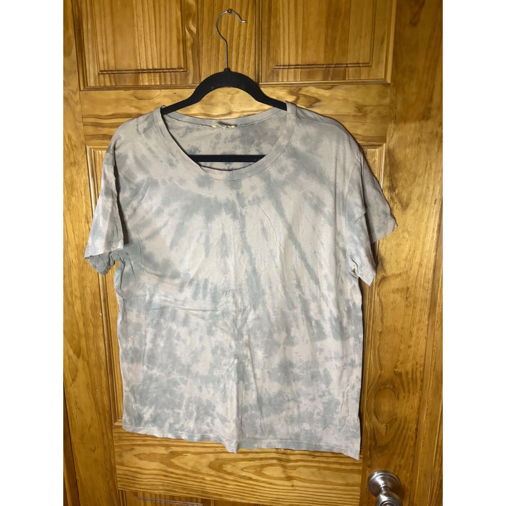 Kori America Womens Tie Dye Short Sleeve T-Shirt Grey Tan C5581RE Size Large